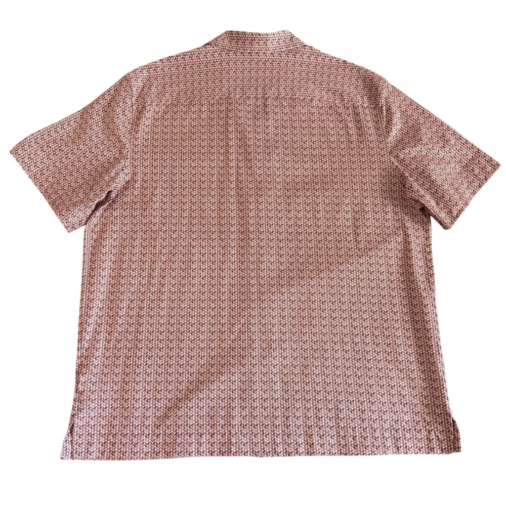 Bugatchi XL Red Short Sleeve 8-Way Stretch Geometric Button Up Men's Shirt - Picture 3 of 12